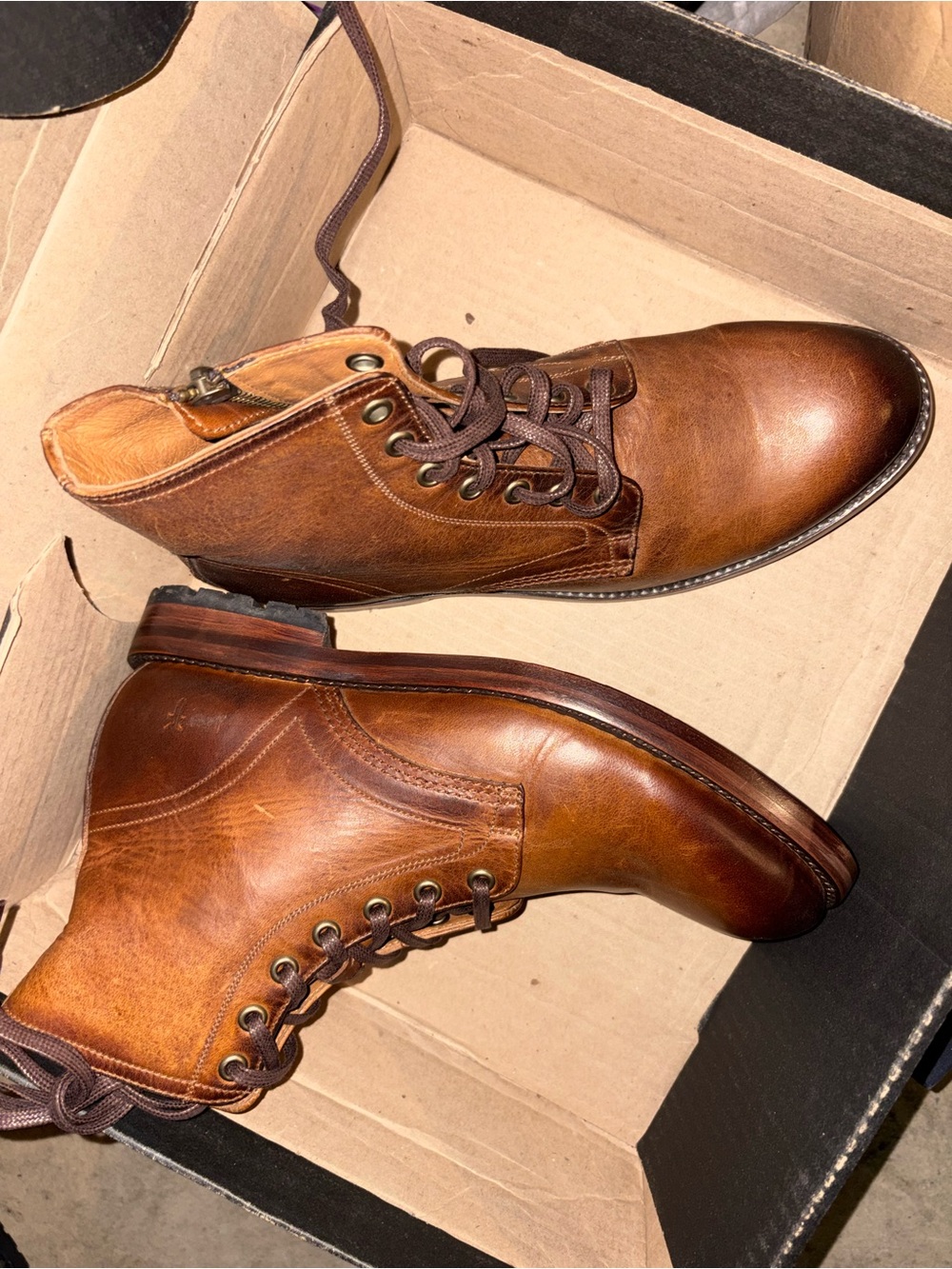 Frye Cognac Leather Chukka Lace-Up Boots